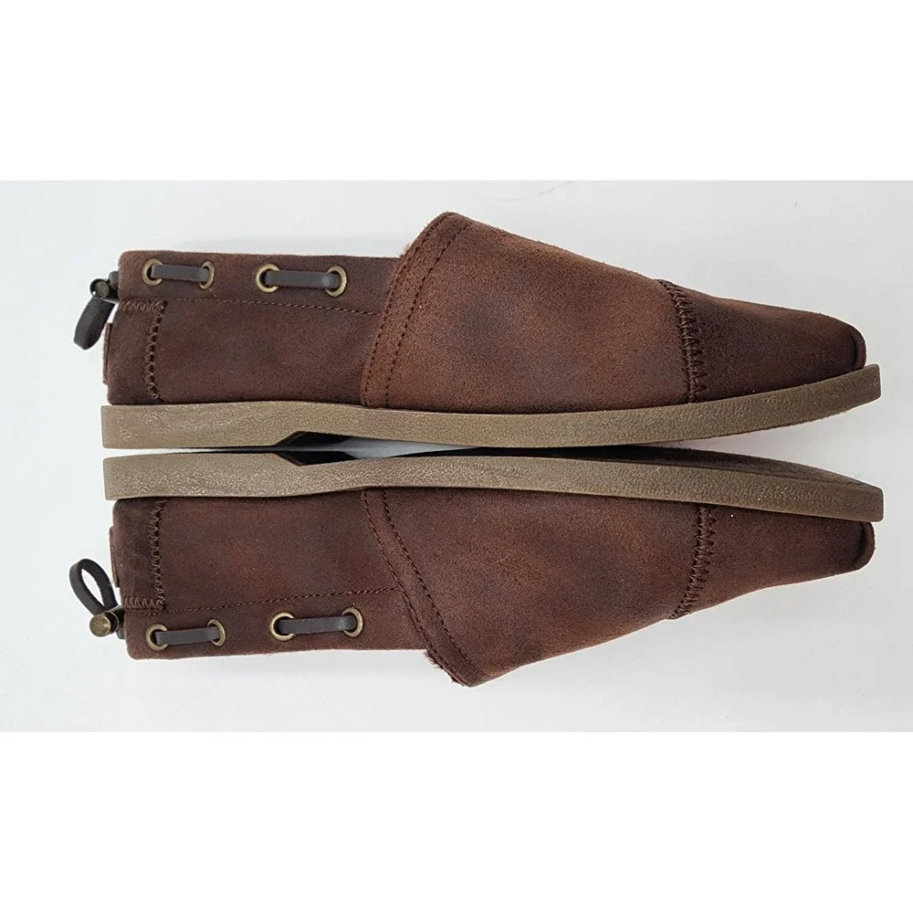 BOBS from Skechers Slip On Loafers Womens W7 Brown Faux Fur Lined 33731 EXC